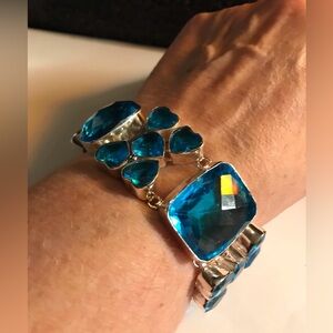 Blue Topaz Stamped 925 Sterling Silver Bracelet